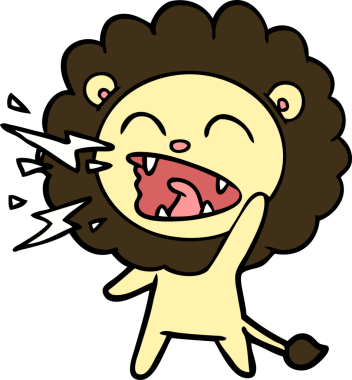 Bir insan tarafından çizilmiş kükreyen aslan çizgi filmi.