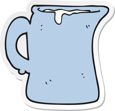 Bir insan tarafından çizilmiş süt sürahisinin çıkartması.