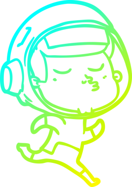 Bir insan tarafından çizilmiş kendinden emin bir astronotun soğuk çizgi çizimi.