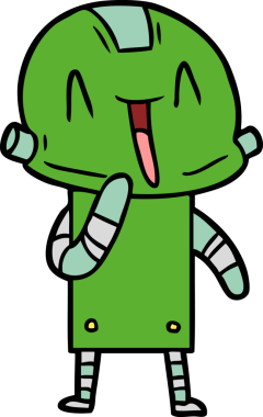 Bir insan tarafından çizilmiş çizgi film robotu