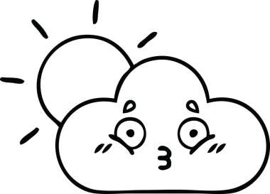 Bir insan tarafından çizilmiş güneş ışığı ve bulut çizimi