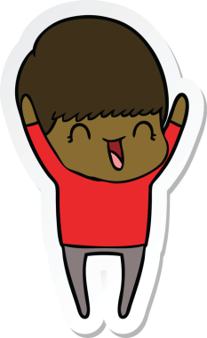 Bir insan tarafından çizilmiş mutlu bir çizgi film çocuğunun çıkartması.