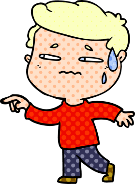 Çizgi filmdeki endişeli adam bir insan tarafından çizilmiş.