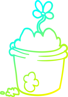 Bir insan tarafından çizilmiş bir çiçek saksının soğuk gradyan çizgisi.