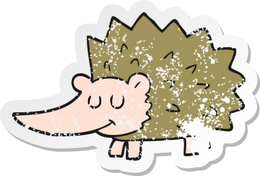 Bir insan tarafından çizilmiş kirpinin gerilmiş çıkartması.