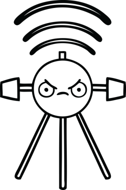 Bir insan tarafından çizilmiş bir uydu karikatürü.