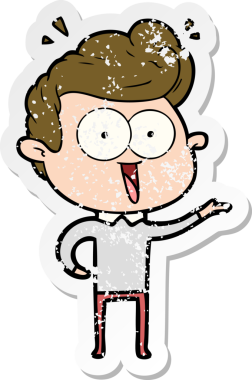 Bir insan tarafından çizilmiş karikatür adamın sıkıntılı çıkartması.