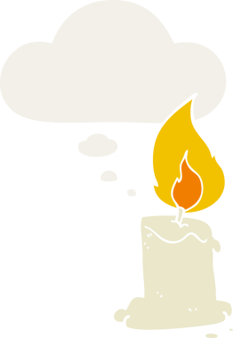 insan tarafından çizilmiş, düşünce baloncuklu çizgi film mumu.