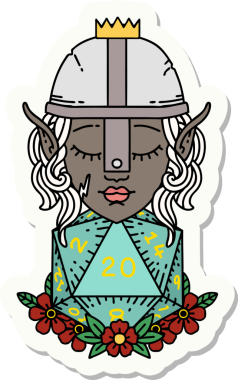 Bir insan tarafından çizilmiş 20 zarlı bir elf savaşçısı çıkartması.