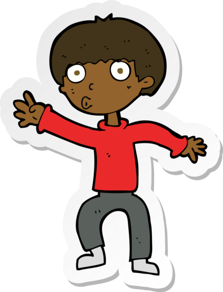 Bir insan tarafından çizilmiş uyarı sallayan bir çizgi film çocuğunun çıkartması.