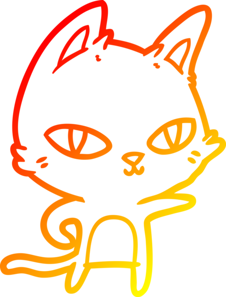 Bir insan tarafından çizilmiş çizgi film kedisinin sıcak çizgi çizimi