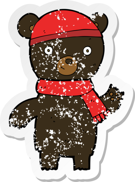 Bir insan tarafından çizilmiş siyah ayı sallayan bir çizgi filmin gerilimli yapıştırması.