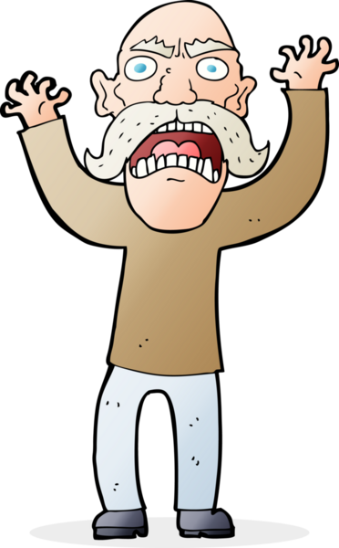 Bir insan tarafından çizilmiş kızgın yaşlı bir adam.