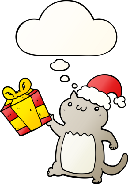 Bir insan tarafından çizilmiş yumuşak eğimli düşünce baloncuklu şirin bir çizgi roman kedisi.