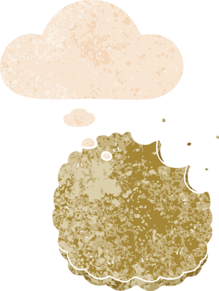 Düşünce baloncuklu çizgi film bisküvisi grunge sıkıntılı retro dokuma tarzı bir insan tarafından çizilmiş