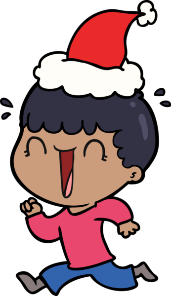 Bir insan tarafından çizilmiş Noel Baba şapkası giymiş bir adamın çizdiği el çizimi.