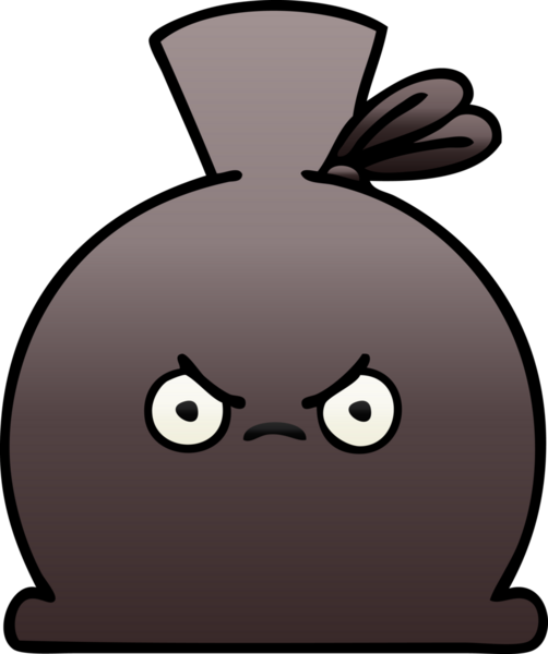 Bir insan tarafından çizilmiş bir çuvalın gölgeli çizgi filmi.