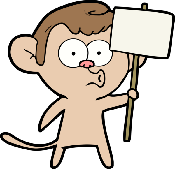 Bir insan tarafından çizilmiş korna çalan maymun.