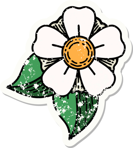 Bir insan tarafından çizilmiş geleneksel bir çiçek stili dövmesi.