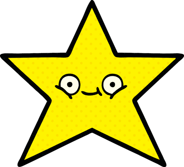 Bir insan tarafından çizilmiş bir altın yıldızın çizgi filmi.