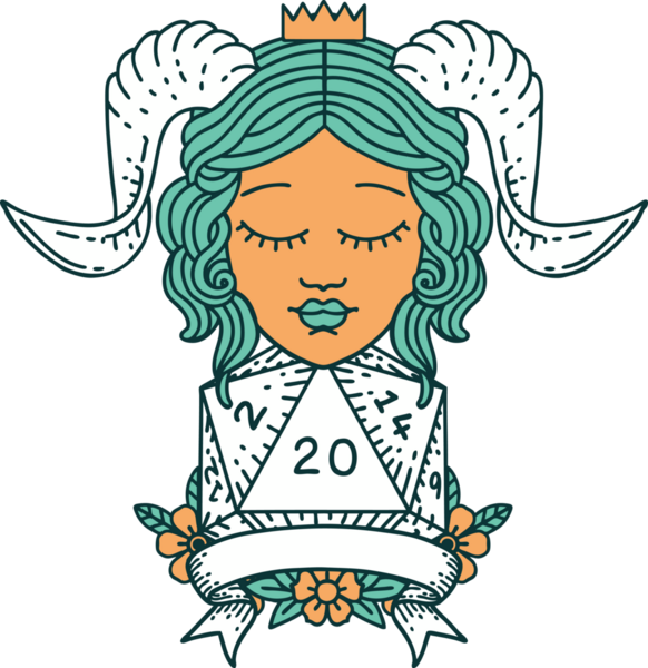 Retro Dövme Biçimi Bir insan tarafından çizilmiş doğal 20 D20 rulo ile sıralanır