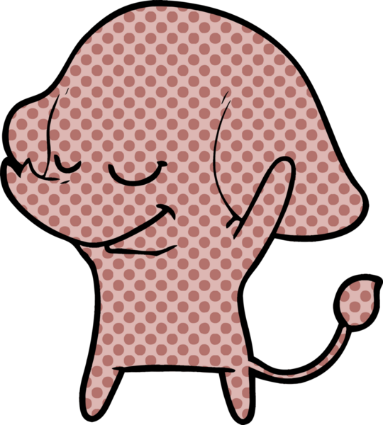 Bir insan tarafından çizilmiş gülümseyen bir fil.