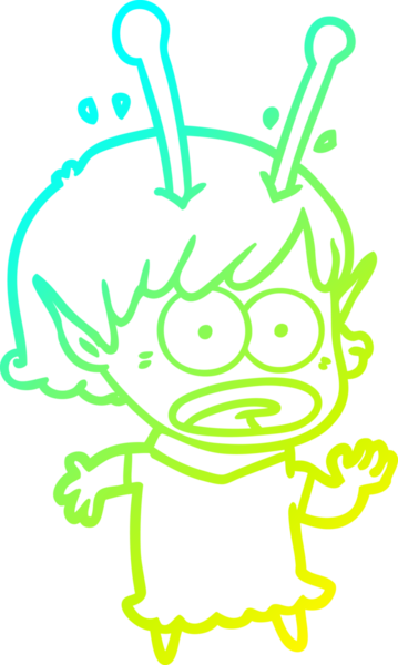 Bir çizgi film karakteri, bir insan tarafından çizilmiş soğuk gradyan çizimi.