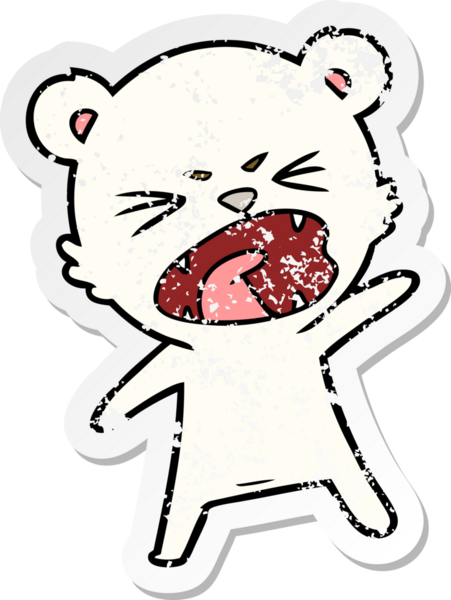 Bir insan tarafından çizilmiş kızgın bir kutup ayısının sıkıntılı çıkartması.