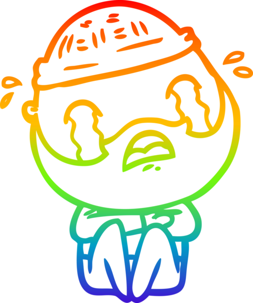 Bir insan tarafından çizilmiş ağlayan sakallı bir adamın çizimi.