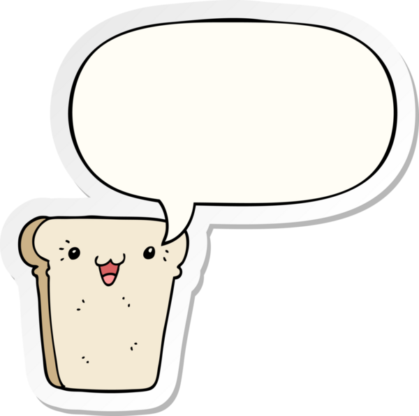 bir insan tarafından çizilmiş konuşma kabarcığı etiketli bir dilim ekmek.