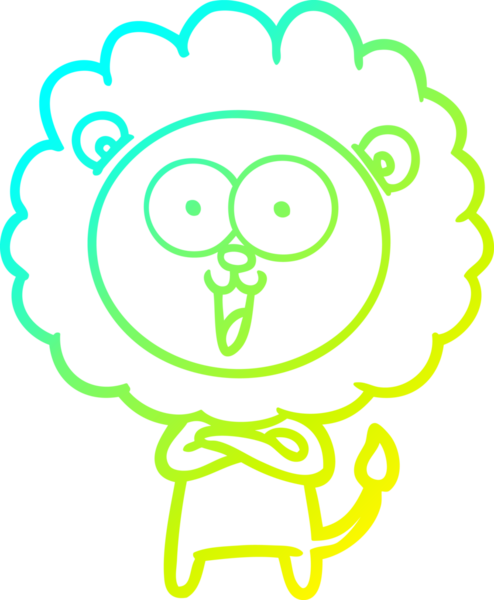 Bir insan tarafından çizilmiş mutlu çizgi film aslanı çizimi.