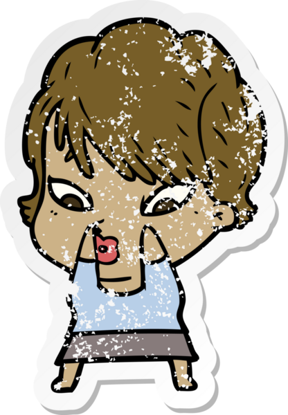 Bir insan tarafından çizilmiş karikatür bir kadının sıkıntılı çıkartması.