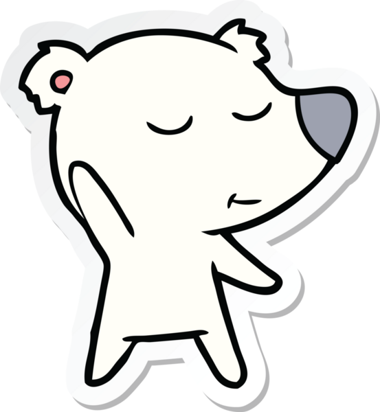 Bir insan tarafından çizilmiş mutlu bir kutup ayısının çıkartması.