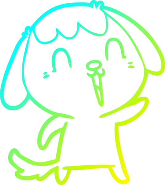 Bir insan tarafından çizilmiş şirin bir çizgi köpeğin soğuk gradyan çizgisi.