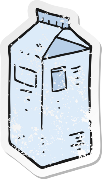 Bir insan tarafından çizilmiş süt kutusunun gerilimli retro yapıştırması.