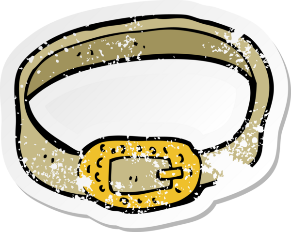 Bir insanın çizdiği karikatür kemerinin gerilimli retro yapıştırması.