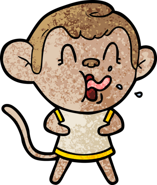 Bir insan tarafından çizilmiş çılgın çizgi film maymunu