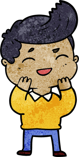 Bir insan tarafından çizilmiş gülen çizgi film adamı.