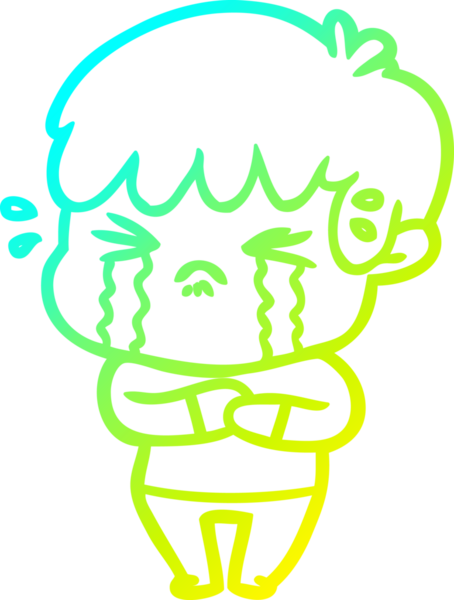 Bir insan tarafından çizilmiş ağlayan çizgi film çocuğu çizimi.