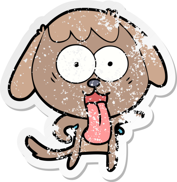 Bir insan tarafından çizilmiş şirin bir köpeğin sıkıntılı çıkartması.