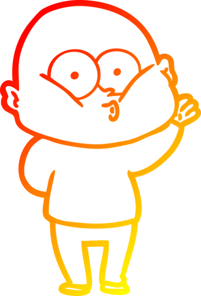 Bir insan tarafından çizilmiş kel bir adamın sıcak çizgi çizimi.