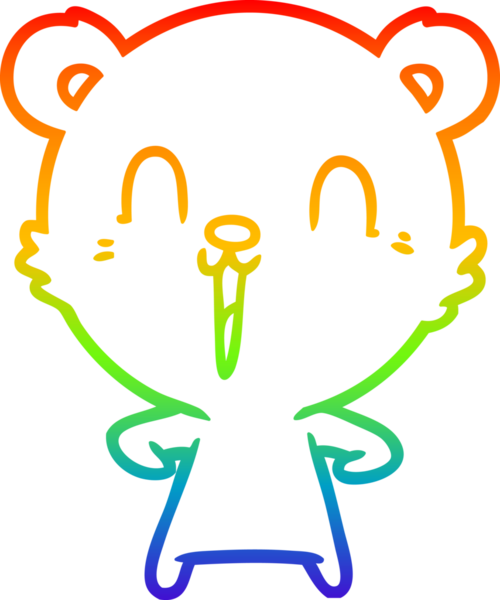 Bir insan tarafından çizilmiş mutlu bir kutup ayısının gökkuşağı gradyanı çizimi
