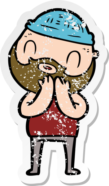 Bir insan tarafından çizilmiş sakallı bir adamın sıkıntılı çıkartması.