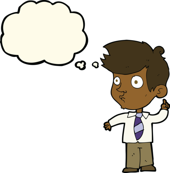 Çizgi filmci çocuk bir insan tarafından çizilmiş düşünce baloncuğuyla soru soruyor.