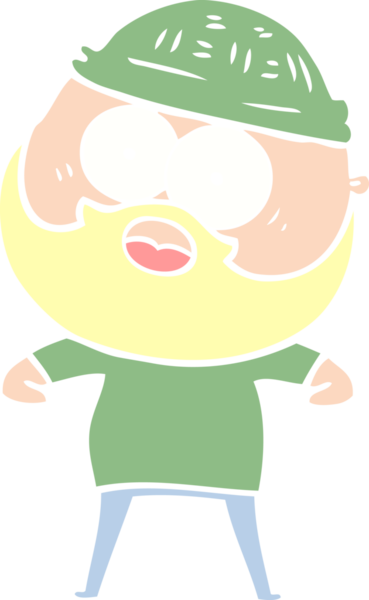 Düz renkli çizgi film. Bir insan tarafından çizilmiş sakallı adamı şaşırttı.