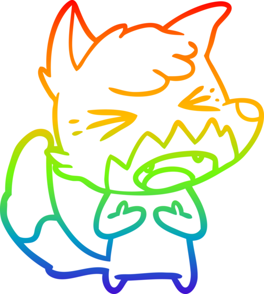 Bir insan tarafından çizilmiş kızgın bir tilkinin gökkuşağı gradyanı çizimi