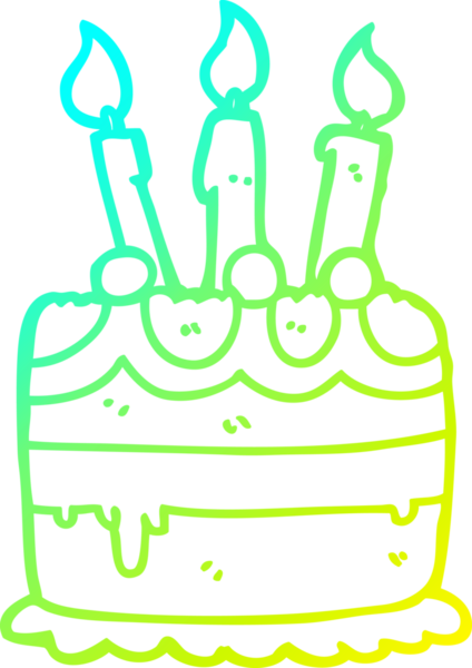 Bir insan tarafından çizilmiş bir doğum günü pastasının soğuk gradyan çizimi