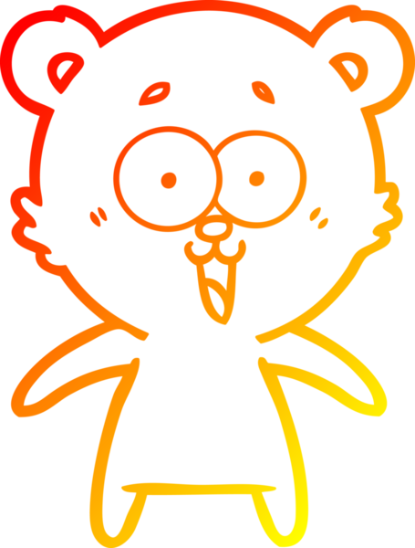 Bir insan tarafından çizilmiş gülen oyuncak ayının sıcak çizgi çizimi.