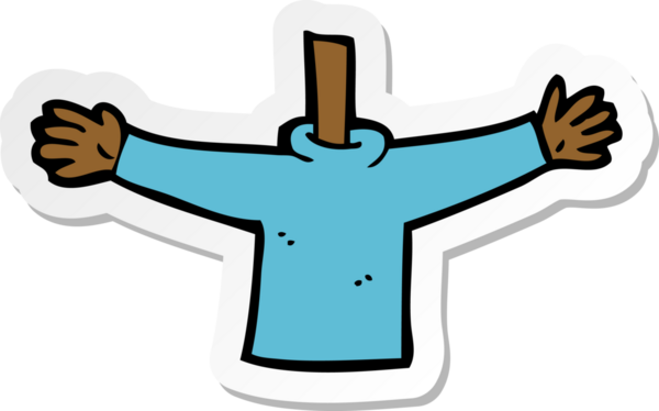 Bir insan tarafından çizilmiş kollarını sallayan bir karikatür vücudunun çıkartması.