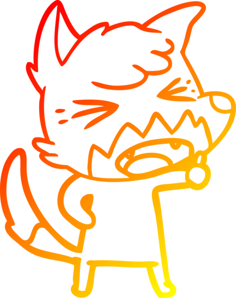 Bir insan tarafından çizilmiş kızgın bir tilkinin sıcak çizgi çizimi